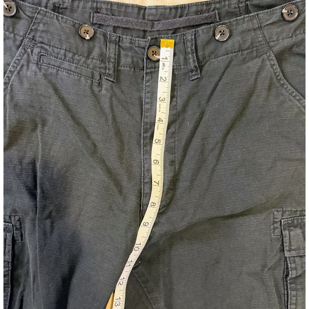 MNML Black Ripstop Cargo Pants 33 Tactical Utility Streetwear Adjustable Waist